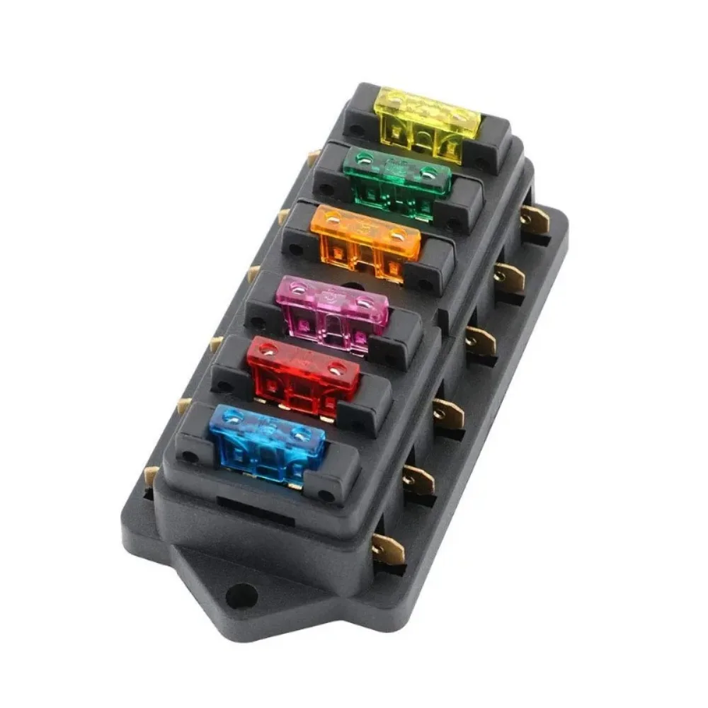 New Block with 6 Standard Fuses 6 Way Fuse Holder Box Car Vehicle Automotive Circuit Blade Fuse Tool