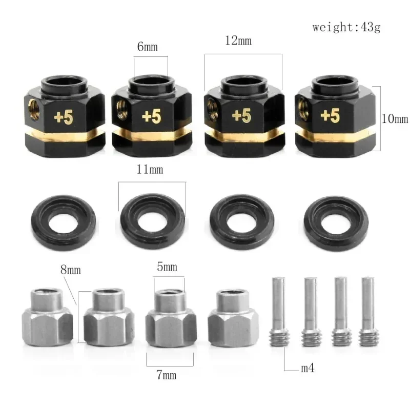 4 قطعة RC سيارة عجلة عرافة محور 12 مللي متر اتسعت تمديد محول النحاس موازنة ل Trxs TRX4 TRX6