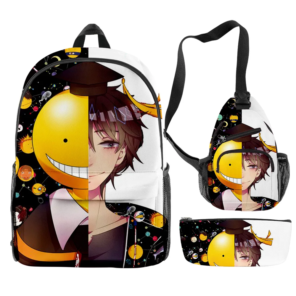 Japão anime assassinato sala de aula mochila 3 pçs/set meninos meninas mochila escola primária estudantes do ensino médio saco