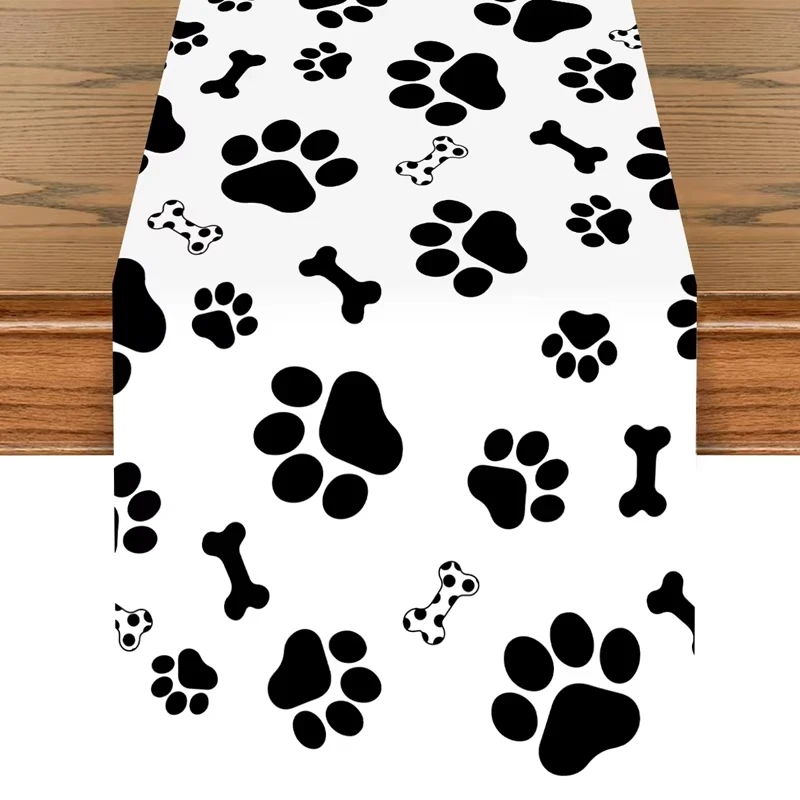 Pet Dog Paw Table Runner Puppy Themed Birthday Party Decorat