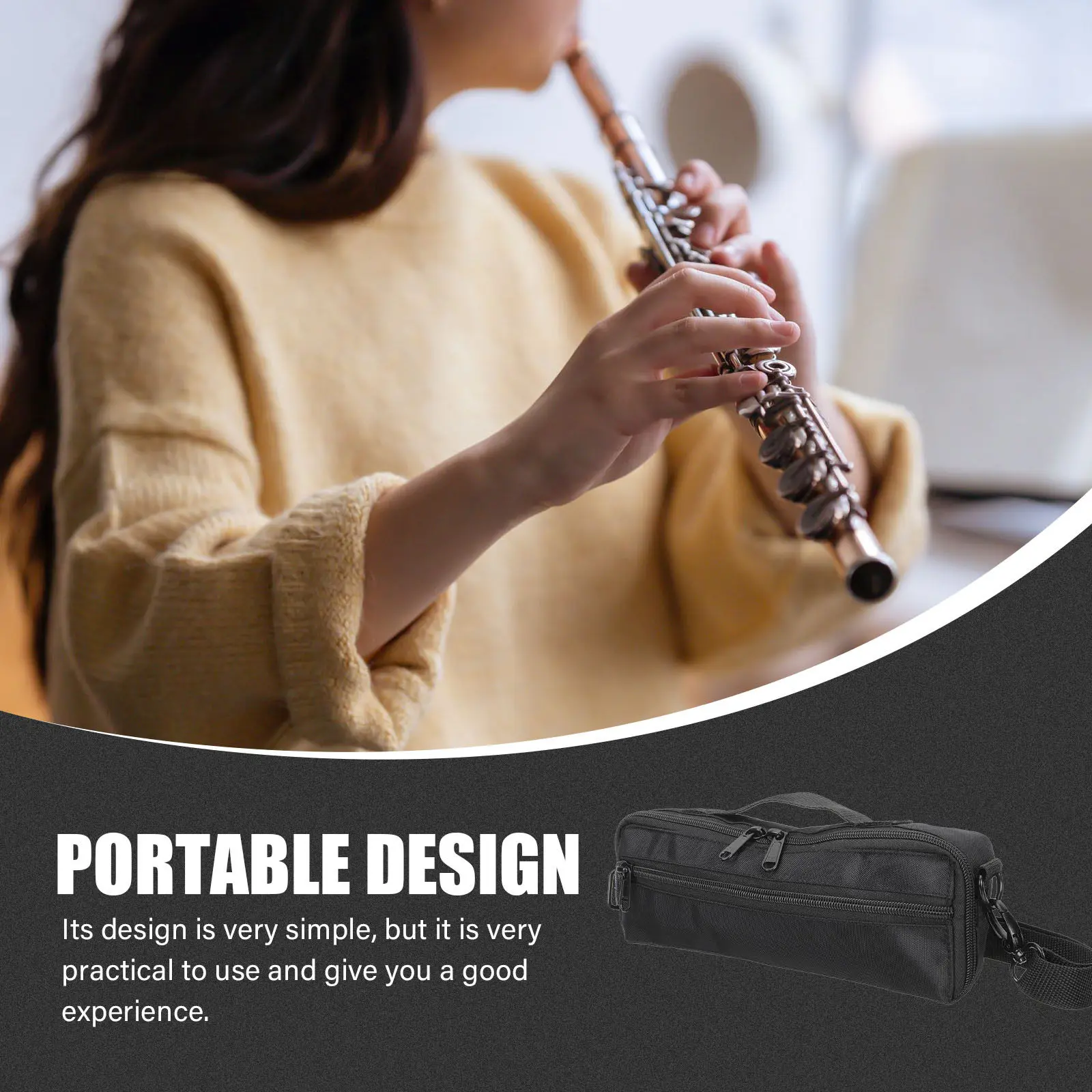 

Piccolo Case Soft Carrying for Musical Instrument Bag Cover Cases Only Black Travel