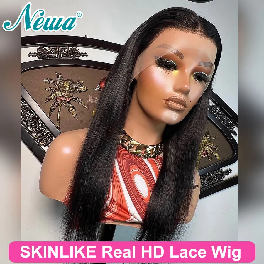 Newa Hair Straight Human Hair 13x6 HD Lace Frontal Wig Pre Plucked Bleached Knots 5x5 Glueless Ready Wear HD Lace Closure Wigs