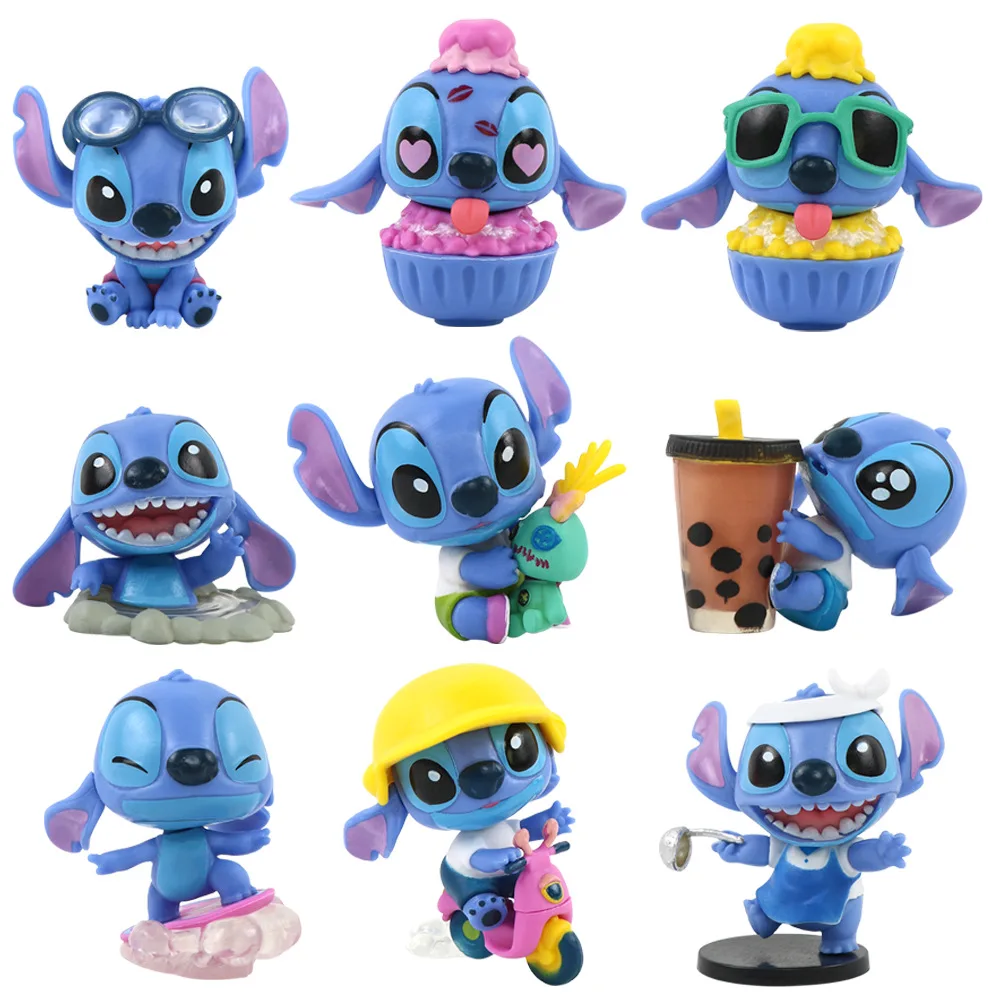 

Stitch's Cycling Diary Series Blind Box Toy Stitch Surfing Life Figurine Desktop Ornament Car decoration Collectible Hand models