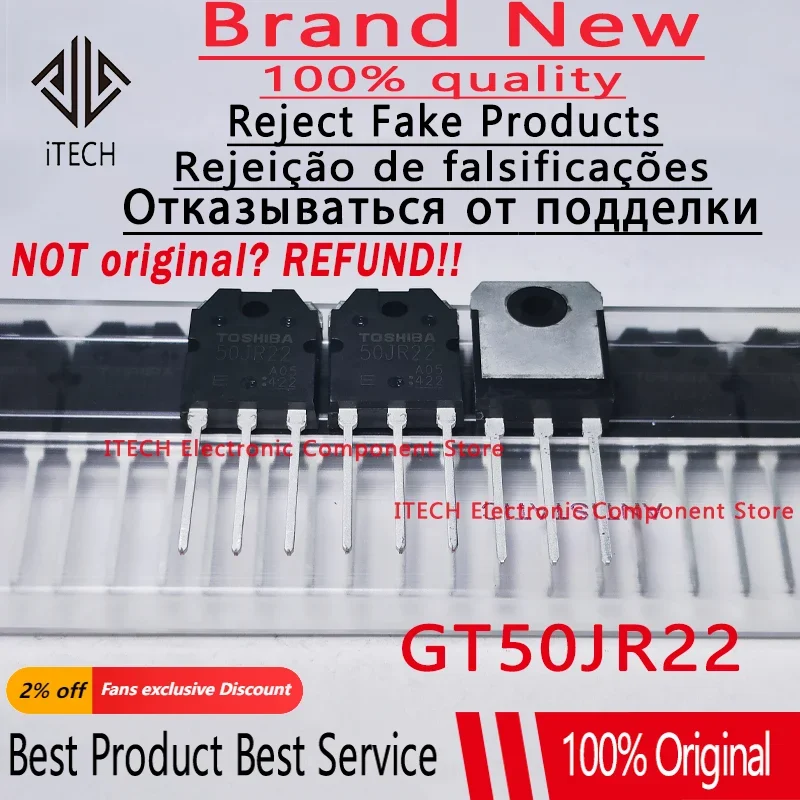 (10-100) pçs/lote Original GT50JR22 50JR22 TO-247 IGBT Transistor de Potência 50A 600V 100% Novo e Genuíno