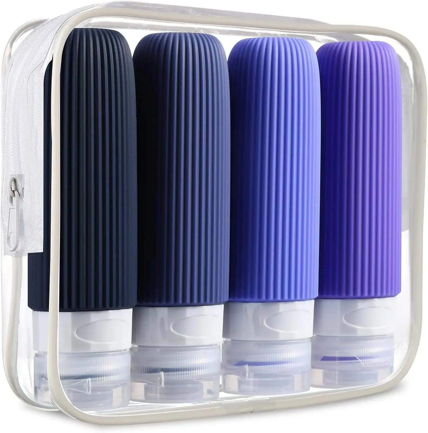 4 pezzi 100ML bottiglie da viaggio in silicone accessori contenitori portatili a prova di perdite senza BPA contenitori di dimensioni comprimibili set di elementi essenziali da viaggio