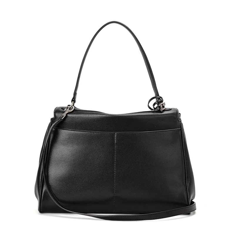 Aidrani Real Cowhide Ladies Tote Shoulder Bag, Soft Flap Turn‑Lock Handbag, 2 Size Available Top‑Handle Purse for Office Daily