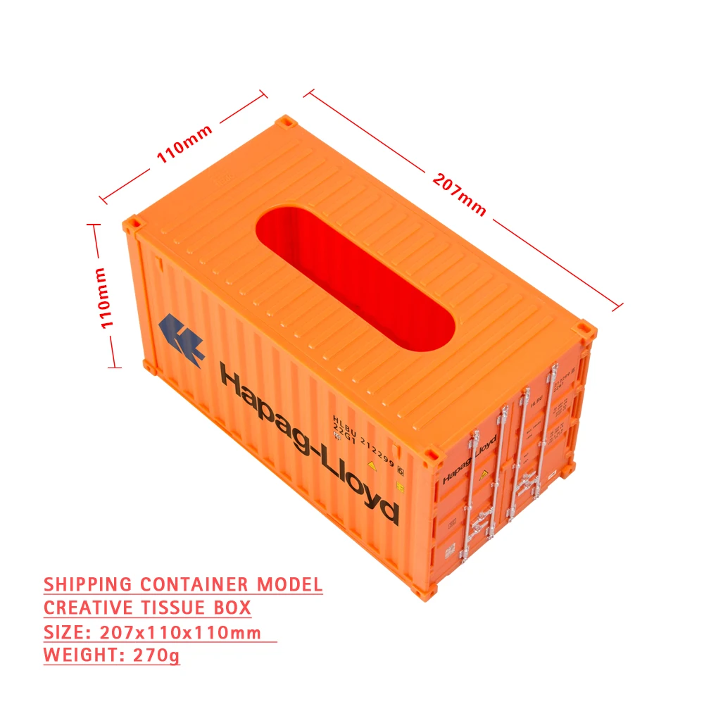 20ft Container Model Retro Design Tissue Box Creative Plastic Napkin Box Organizer Paper Towel Storage Case Desktop Decor Toys