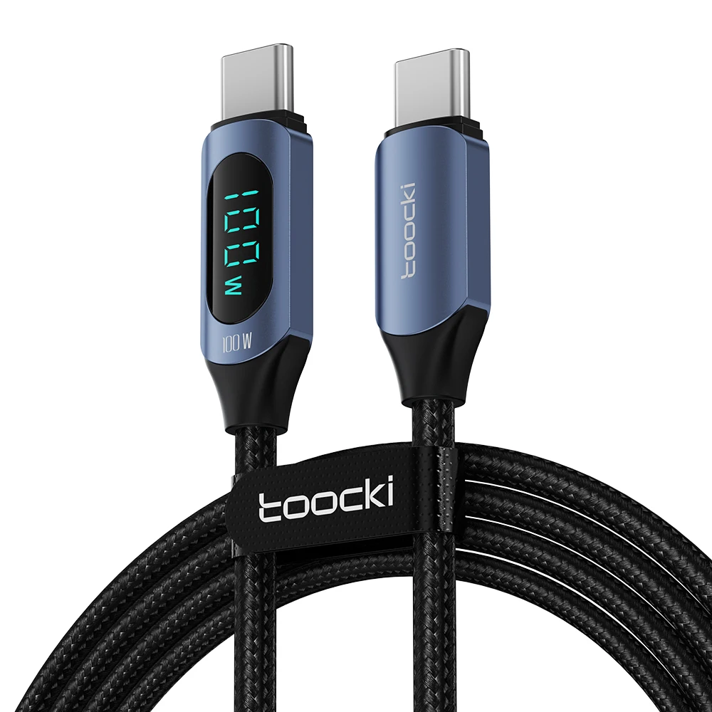 Toocki 100W USB C Cable for Samsung to 5A LED Digital Display High-Speed TypeC Wire for Xiaomi POCO Huawei USB Charger Data Cord
