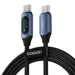 Bilashmart Toocki 100W USB C Cable Samsung to 5A LED Digital Display High Speed TypeC Wire Xiaomi POCO Huawei USB Charger Data Cord
