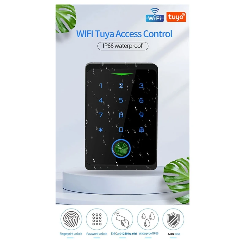 Impermeável Keyless Biometric Door Lock, Controle de Acesso WiFi, Teclado Autônomo, Impressão Digital, RFID, Durável, Fácil de Usar, Tuya App, IP66