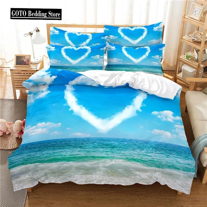 

Ropa De Cama River Water Love Clouds Duvet Cover Set 100% High Quality Super Soft Comfortable Bed Linens Set 2/3pcs Dropship