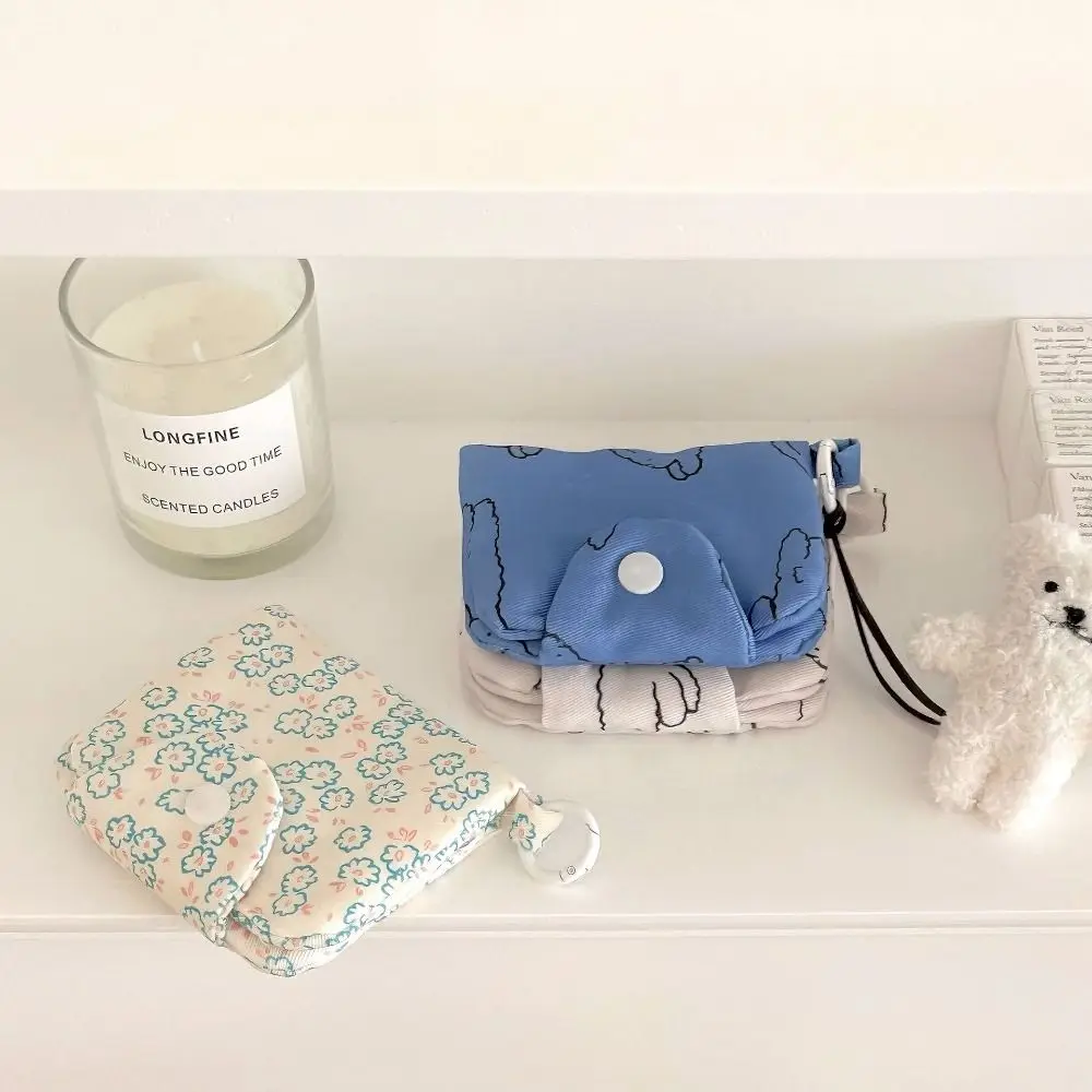 New Cute Student Coin Purse Fashion Portable Wallet Card Holder Multi Layer Card Bag Floral Printed Small Storage Bag