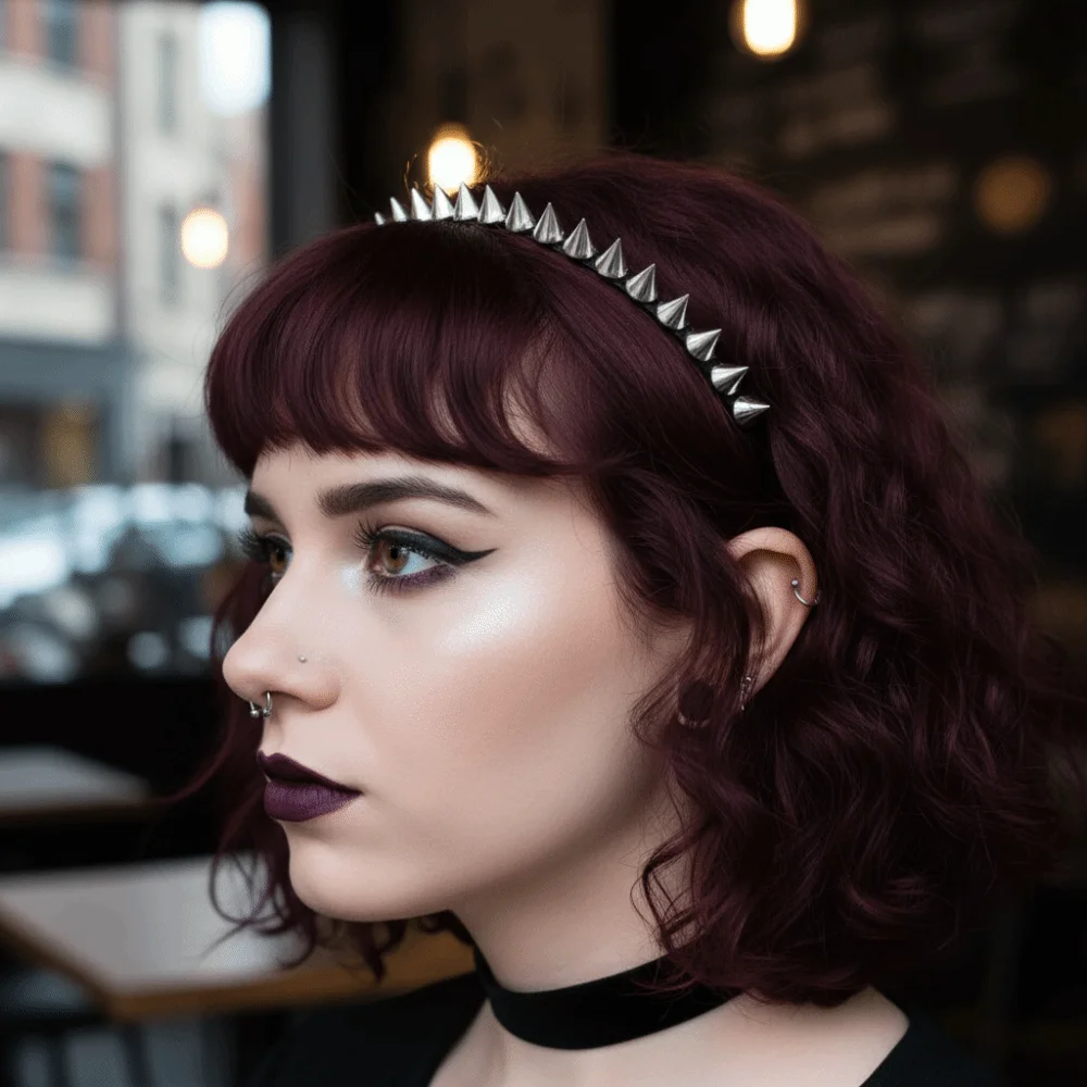 Cosplay Accessories Silver Stud Rivet Headband Metal Punk Style Rivet Spike Headband Gothic Fashion Headband for Women Men