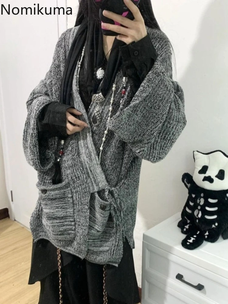 

Oversized Cardigan Jackets Women Autumn Winter Clothing Pull Femme Casual Vintage Knitted Sweater Tops Bandage Chic Sueter Mujer