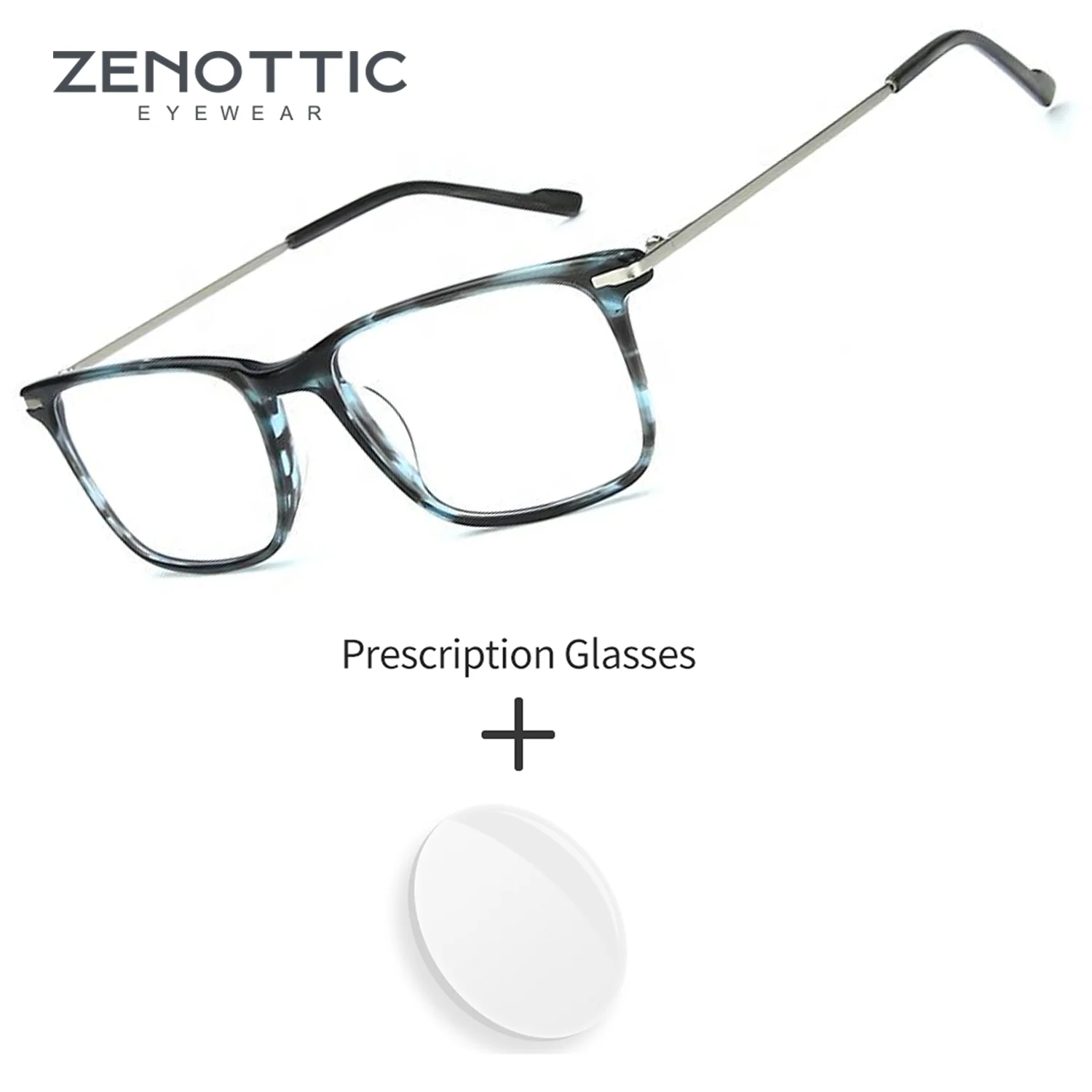 

ZENOTTIC Rectangle Prescription Eyeglasses Women Men Acetate Photochromic Anti-Blue Light Progressive Medical Optical Glasses