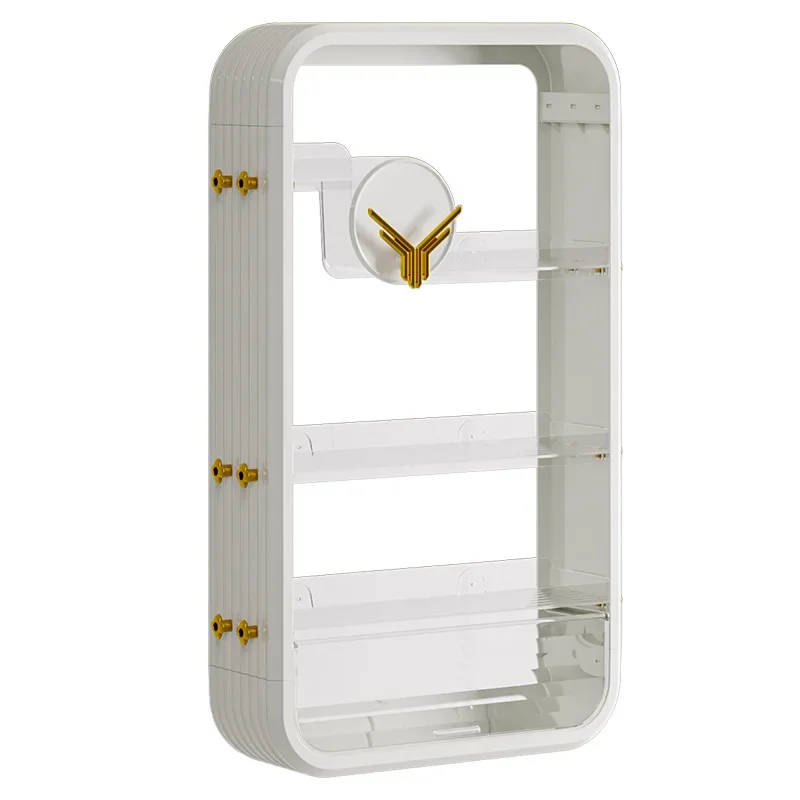 Wall-mounted white storage rack large-capacity multi-layer bathroom cosmetic rack waterproof design