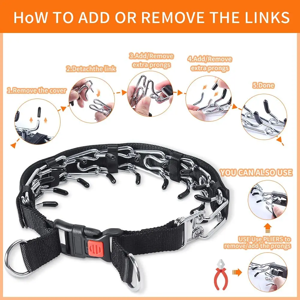 Prong Collar for Dogs, Choke Collar, Pinch Training Collar for Small/Medium/Large Dog with Stainless Steel Links,Buckle,Quick Re