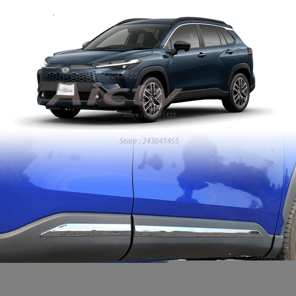 

For Toyota Corolla Cross 2020-2024 2025 ABS Chrome Side Door Body Molding Trim Strip Guard Sticker Exterior Car Accessories
