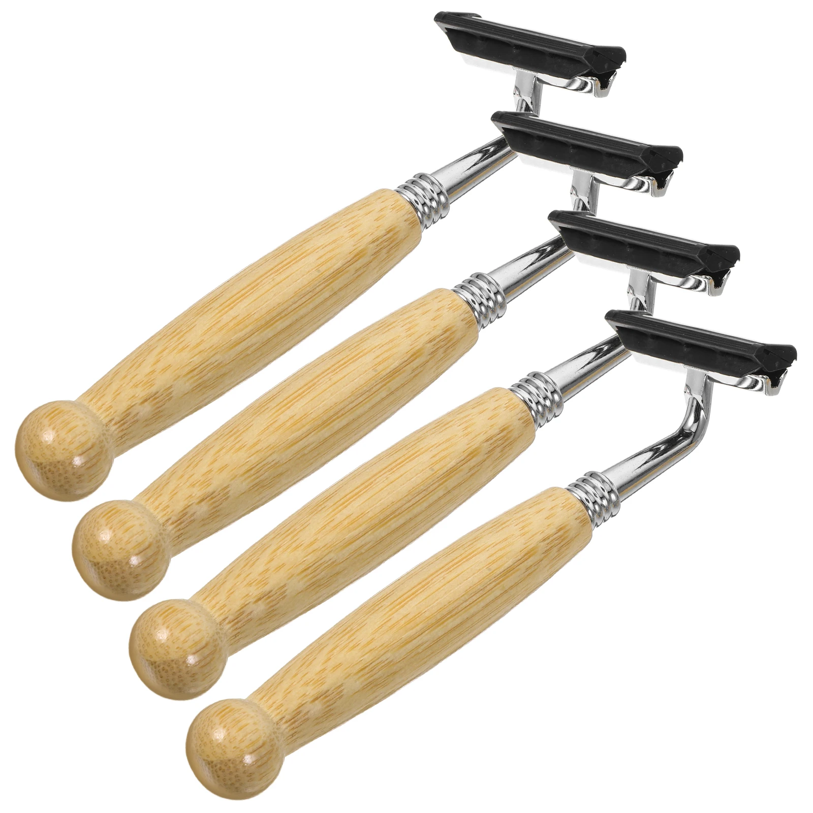 

4 pcs Bamboo Handle Razor Stainless Steel Manual Shaver Hair Clipper Trimmer Shaving Blade Classic Design Gift Smooth Skin Eco