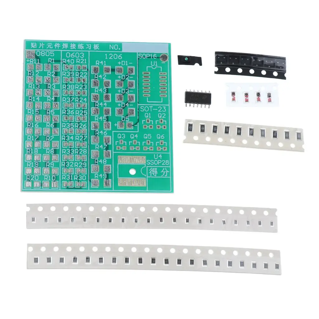 SMD Component Soldering Practice Board Full Components DIY Welding Training Kit Pocket Size for Electronics Projects