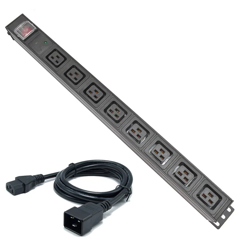 

PDU Power Strip C19 Socket Distribution Cabinet 8 Way Socket Break Switch Aluminum alloy shell C14 Interface SPD