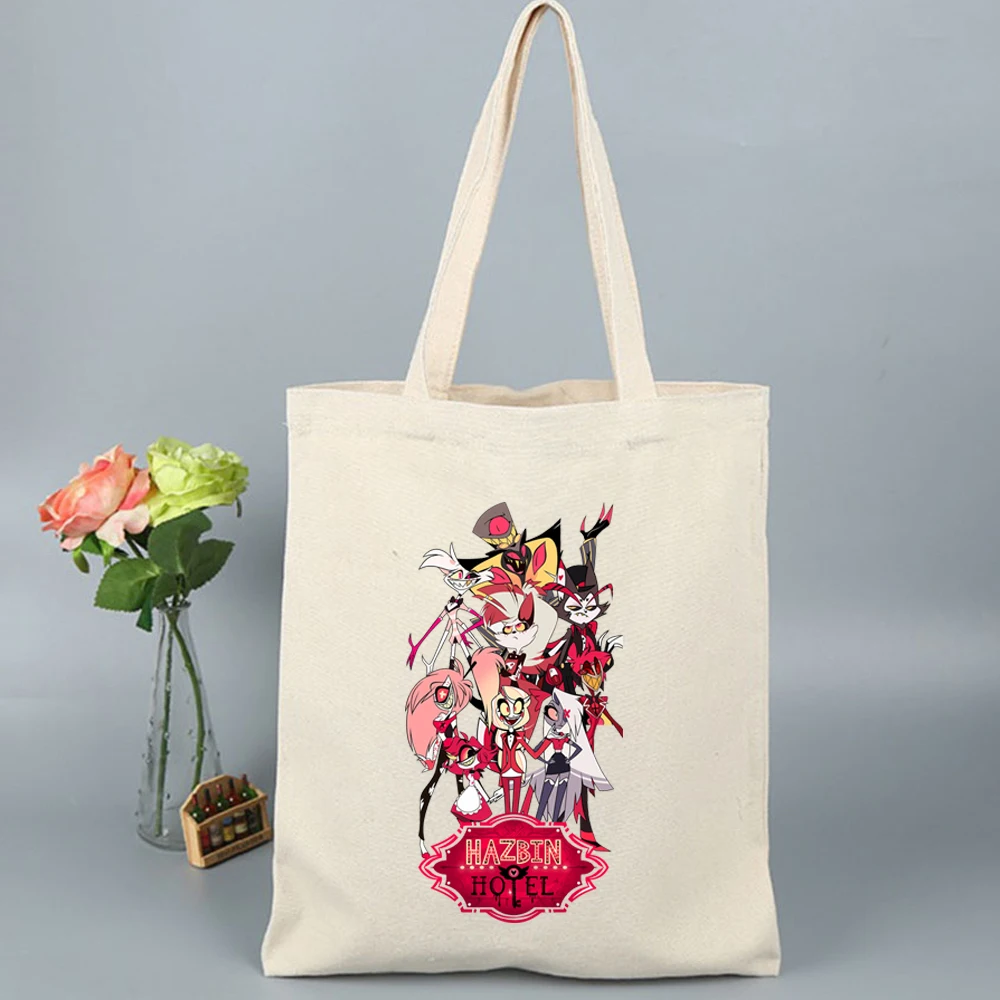 Anime Hazbin Hotel Angel Dust Charlie Peripherals Graphic Print Canvas Bag Shopping Tote Bag Casual Shopper Bag for Fans Gift view 4