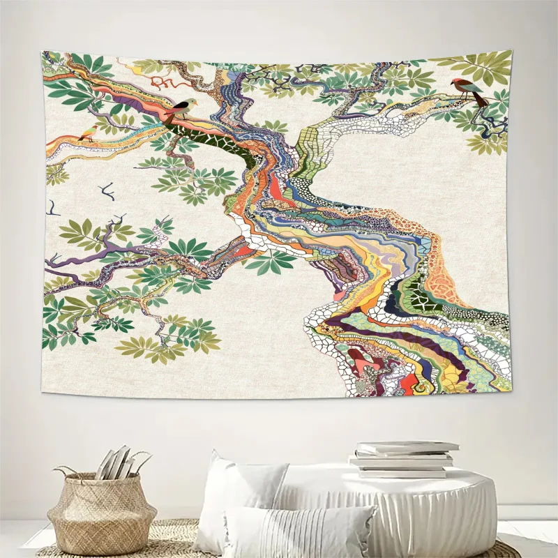 Large Bohemian Abstract River Valley Forest Tapestry Wall Hanging Jungle Nature Decor Canvas Art for Living Room Bedroom Home Gi