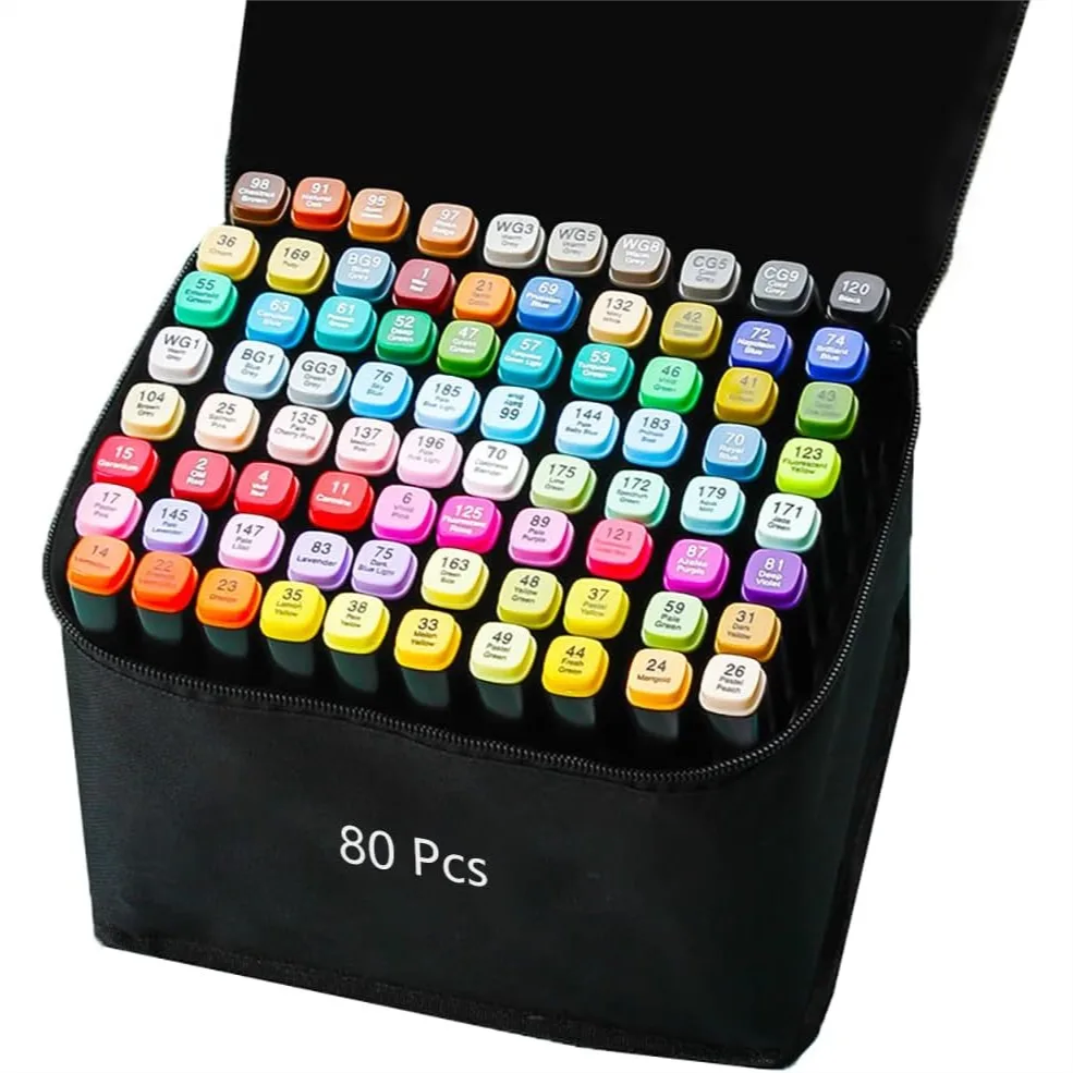 

80 Colors Alcohol Markers for Artists with Dual Tip and Support Base