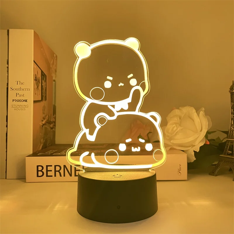 Bubu Dudu Led Night Light Remote Control Bear Panda Figures Lamp USB 16 Colors Adjustable Cartoon Nightlight Home Decorative Gif