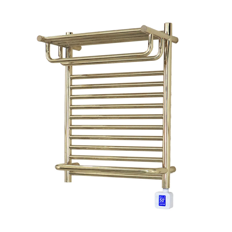 

Electric towel rack Gold stainless steel bath towel Bathroom household drying Carbon fiber heating