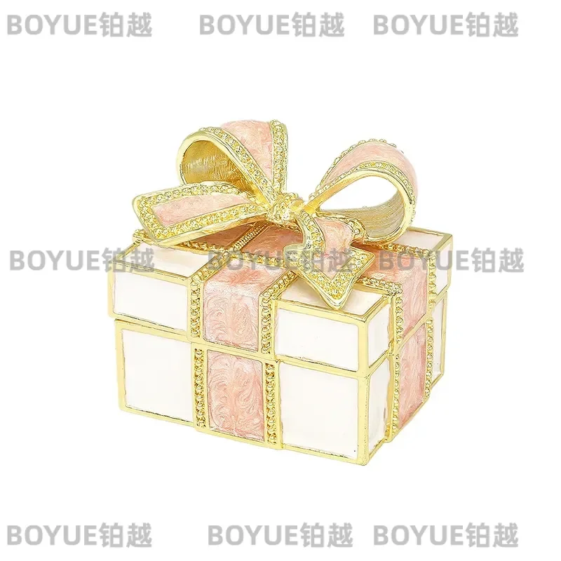 Luxury Enamel Jewelry Box for Earrings and Rings Princess Style Storage Organizer Elegant Gift Case for Women Girls