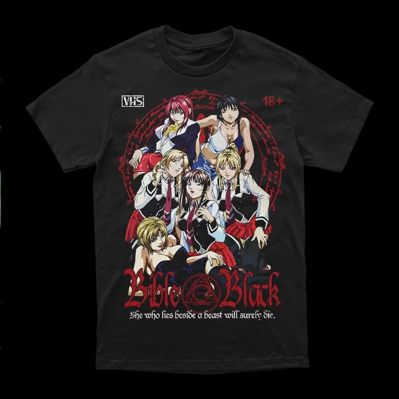Camiseta de Anime Negra Polera Bible, Superventas de Verano, Todas las Tallas, Algodón Unisex, Camiseta de Cuello Redondo y Manga Corta para Hombre