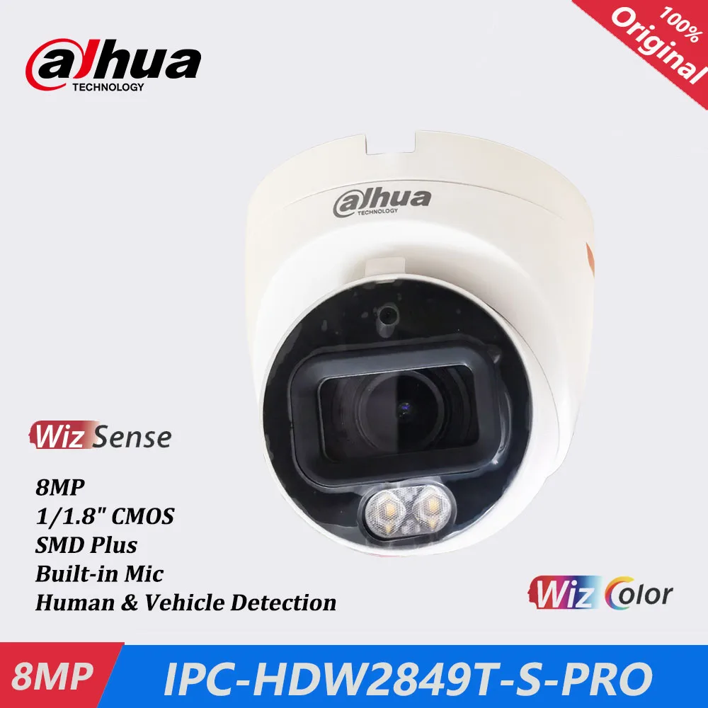 Dahua IPC-HDW2849T-S-PRO 8MP WizColor Fixed-focal Eyeball WizSense Network Camera Original Version Can Update Firmware