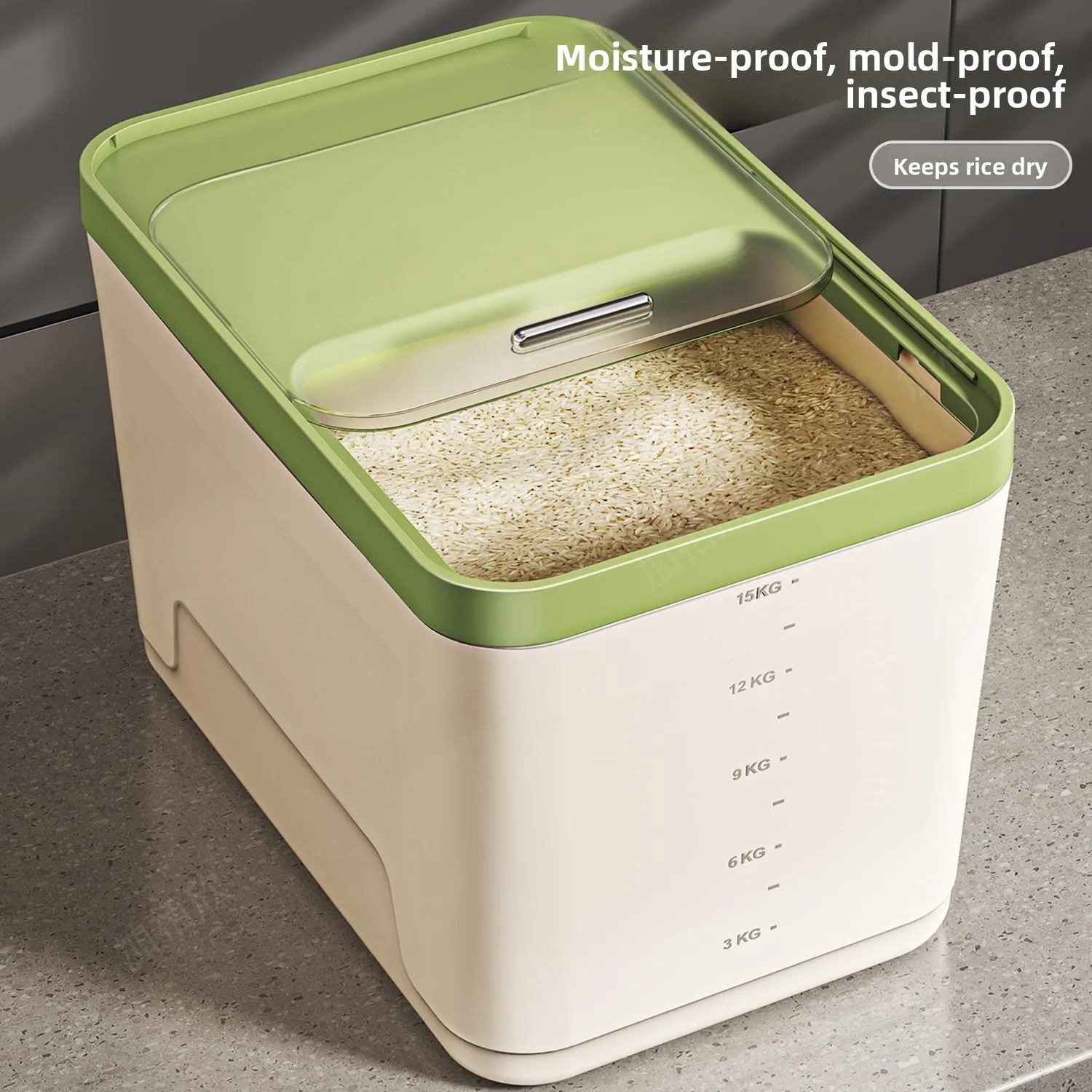 Food Grade Home Use Rice Storage Barrel Thickened Slide Cover Anti Insect Moisture Proof Kitchen Large Capacity New 2026 Model