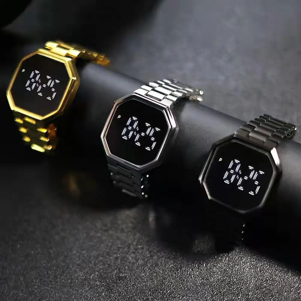 Stylish Electronic Watch LED Display Gift Solid Men Women Students Watch