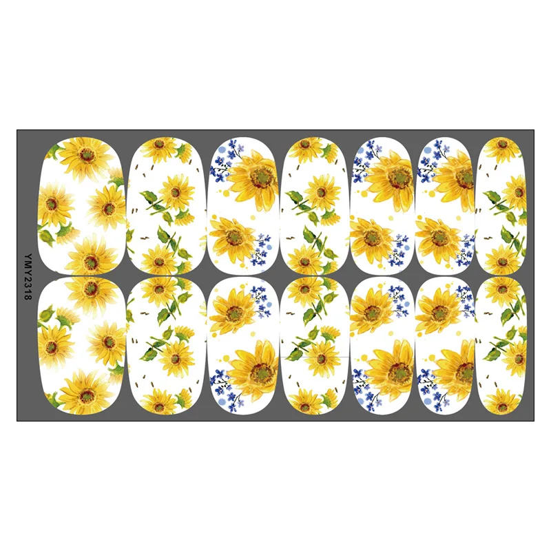 Baking Free 14 Tips Nail Accessories Sunflower Nail Stickers Ins Spring and Summer Sunflower Small Daisy Plum Nail Stickers