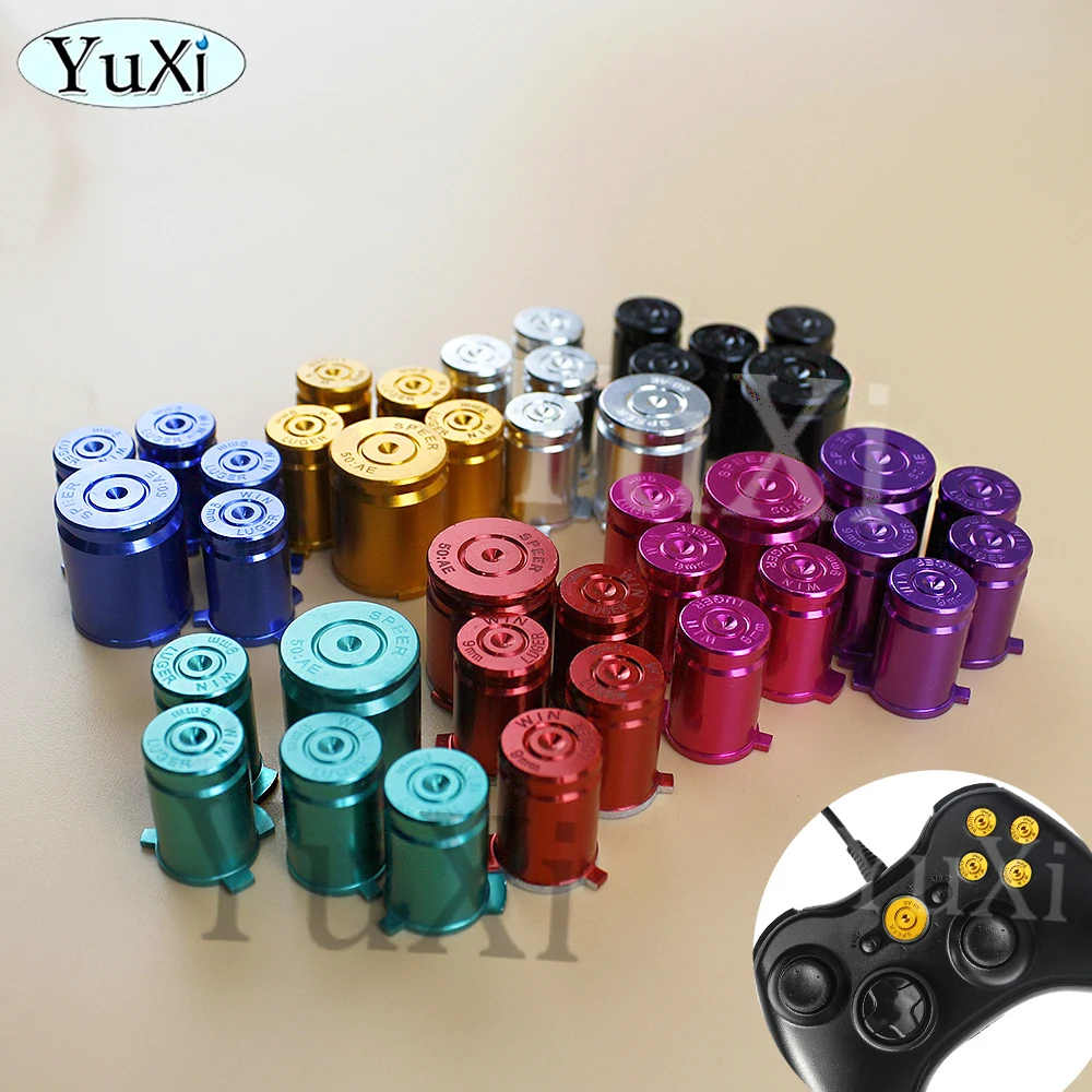 1Set For Xbox 360 Aluminium Metal ABXY Bullet Button 3D Analog Joystick Thumbstick Grip Caps Gamepad Controller Repair Parts view 4