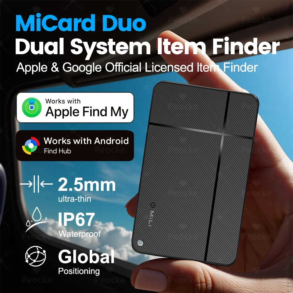Wallet Tracking Card Ultra-thin GPS Location Smart Anti-loss Tag for for Android Bluetooth  Key Pet Finder For Apple Find My App