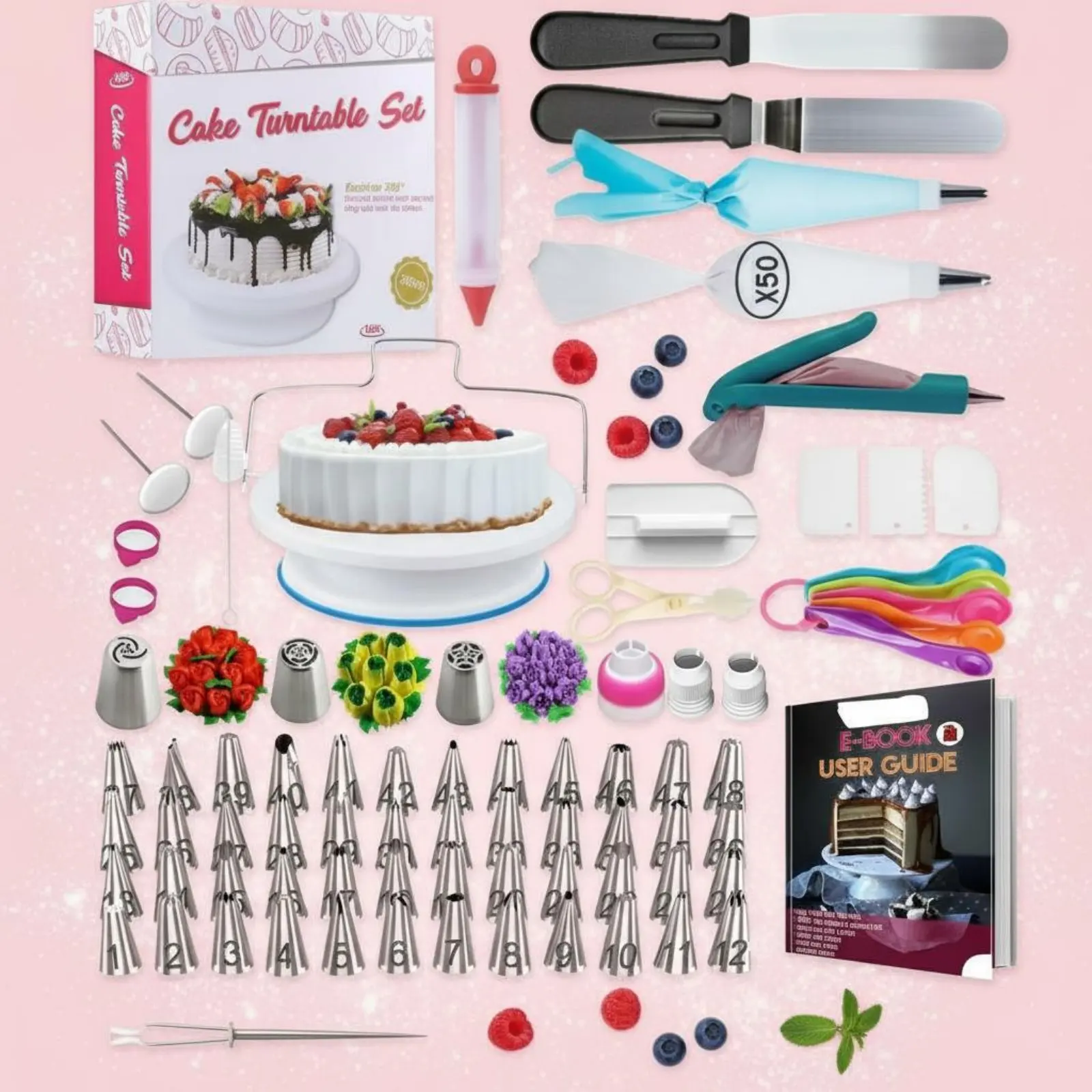 Cake Decorating Turntable - 356 Pieces Cake Decorating Kit Stainless