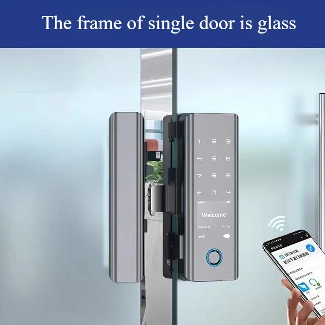 WIFI Smart Door Lock Fingerprint Password Card NFC APP Key Unlock Electronic Lock Frameless/Frame Glass Push Sliding Door