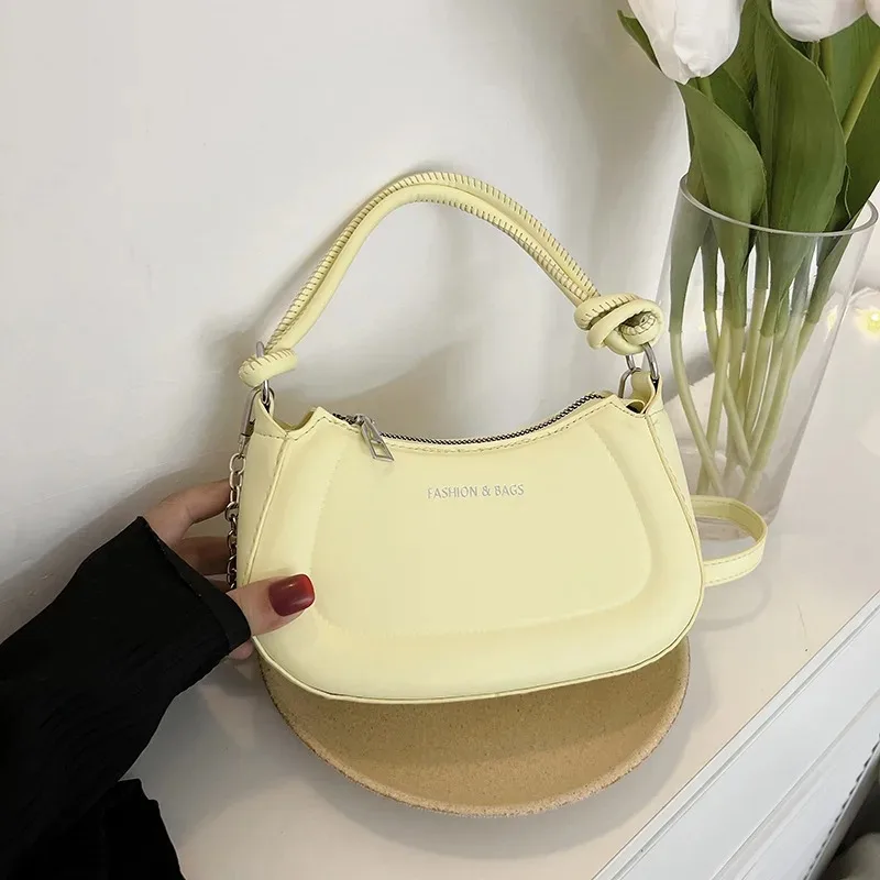 Spring Summer New Fashion PU Leather Women\'s One Shoulder Underarm Bag Simple and Fashionable Crossbody Small Square Bag