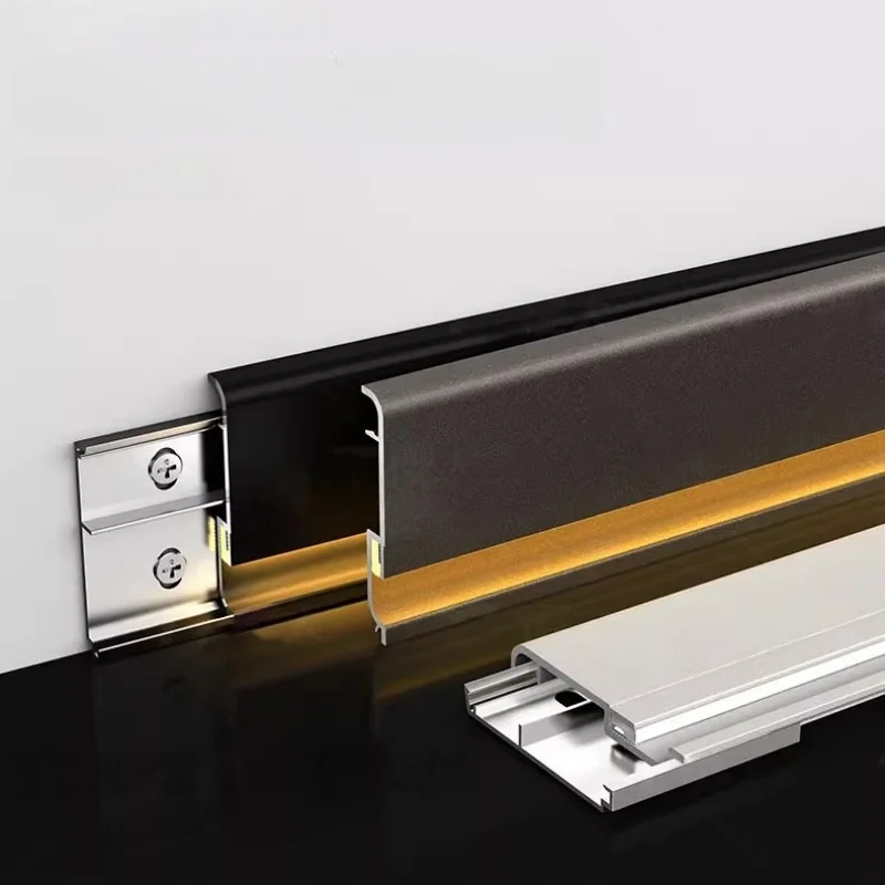 

Surface Mounted Metal Led Skirting Line Aluminum Profile Backlight Hidden Floor Baseboard Wall Corner Linear Decor Strip Light