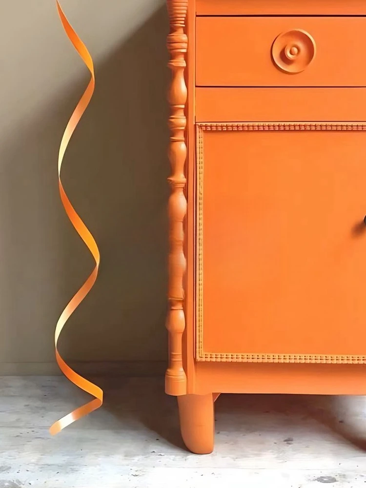 French light luxury orange solid wood bedside table creative fashion living room entrance foyer