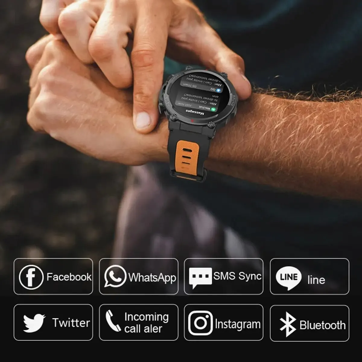 Inteligentny zegarek sportowy na świeżym powietrzu dla mężczyzn Smartwatch z połączeniem Bluetooth Fitness Tracker Długa żywotność baterii Zegarek