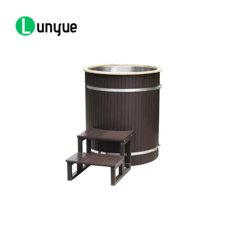 1 Person Outdoor Cold Plunge Tub with Cooler Redwood Ice Bath Barrel for Home Spa Recovery Durable Natural Wood Easy Assembly