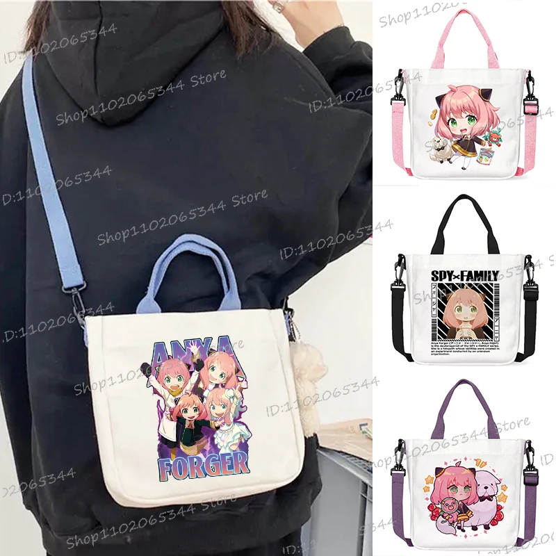 Fashion Spy × Family Anya Forger Crossbody Bags Retro アーニャ Canvas Square Handbags Fashion Anime Men Women Shoulder Bags