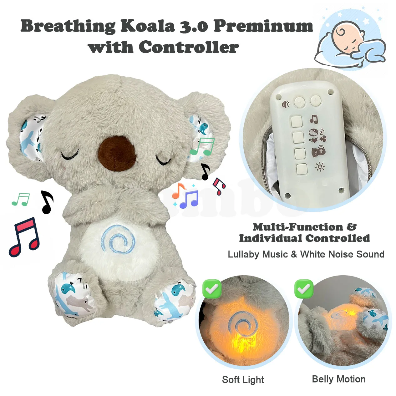 Muñeco de peluche con diseño de oso respirador para niños, juguete de felpa con diseño de nutria relajante, multifunción, con música brillante,