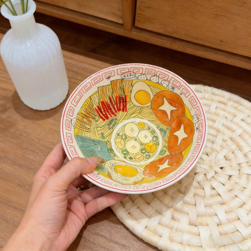 

Милые креативные 75-дюймовые миски для лапши с ручной завязкой, бытовые миски для супа, рамэн, подарок на день рождения, милые креативные миски для лапши с ручной завязкой