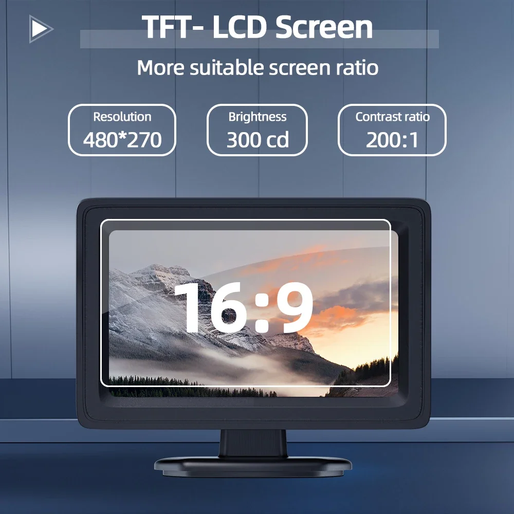 HDカーモニター画面,リアカメラ,tft,lcd,vcd,4.3インチ,DVDコンソールディスプレイ用,cvbs入力信号のみサポート,簡単なインストール,5インチ
