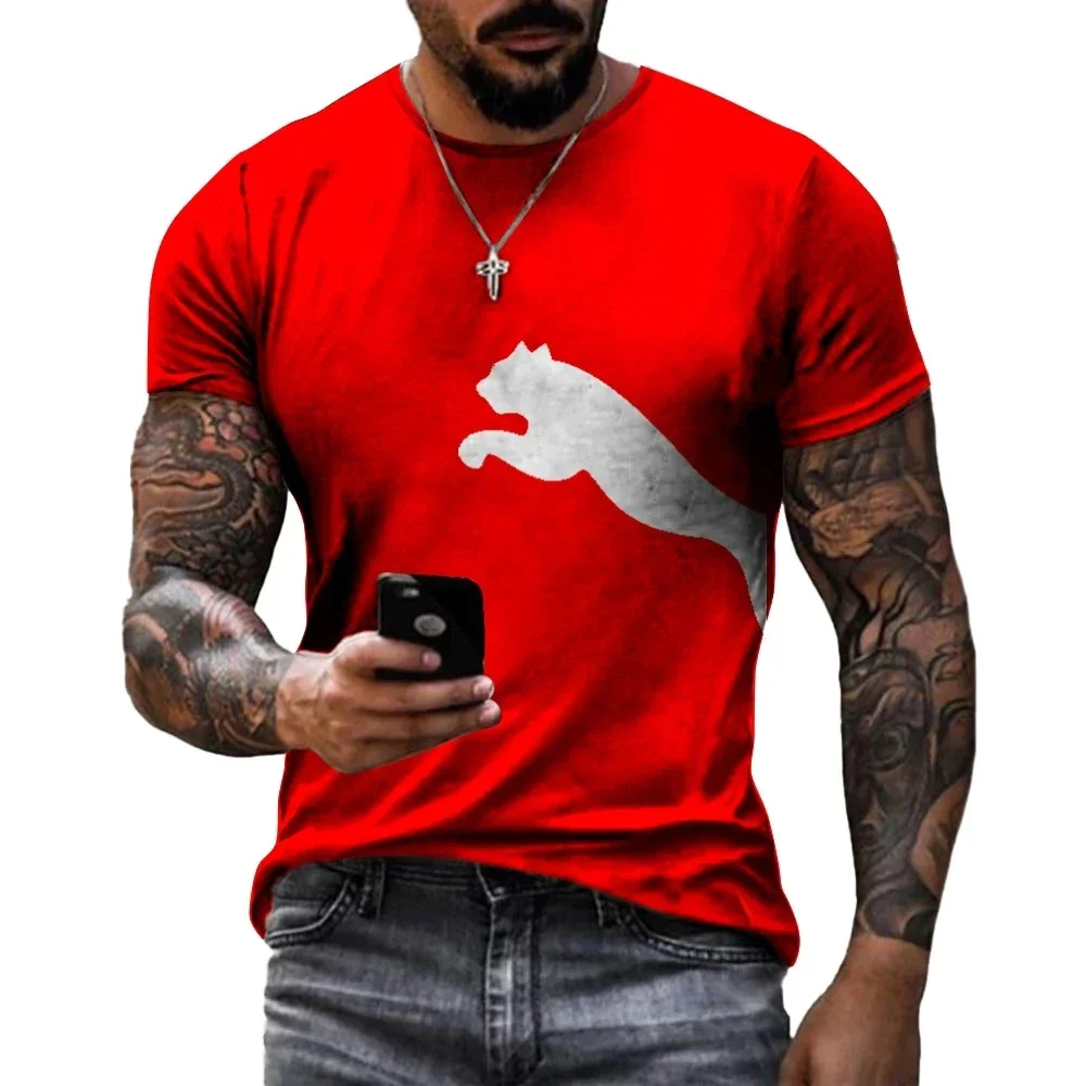 

Popular Men's Wolf Leopard Pattern 3D Printed Casual Crew-neck Shirt Summer Quick-drying Exquisite Oversized Men's O-collar Clot